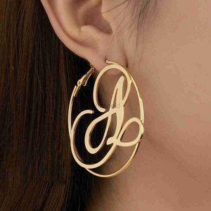 Autres nouvelles boucles d'oreilles de cerceau de lettre à la mode pour femmes filles punk mode exagéré en métal rond des bijoux d'oreille géométrique cadeaux 240419