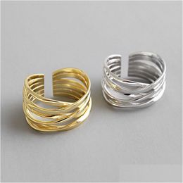Andere nieuwe witte goud/18K kleur kronkelende open ringen 100% 925 sterling Sier Mti laag kronkelende verstelbare ring sieraden kettingen hangers Dh60Q