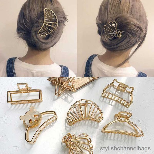 Otras nuevas mujeres elegante oro hueco geométrico Metal pinza para el cabello Vintage cangrejo pinzas para el cabello diadema horquilla moda pelo
