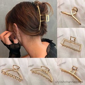 Andere nieuwe vrouwen Fashion Gold Hollow Geometric Metal Hair Claw Headband Hair Clips Bronspeld Haarspeld Haar Crab Haar