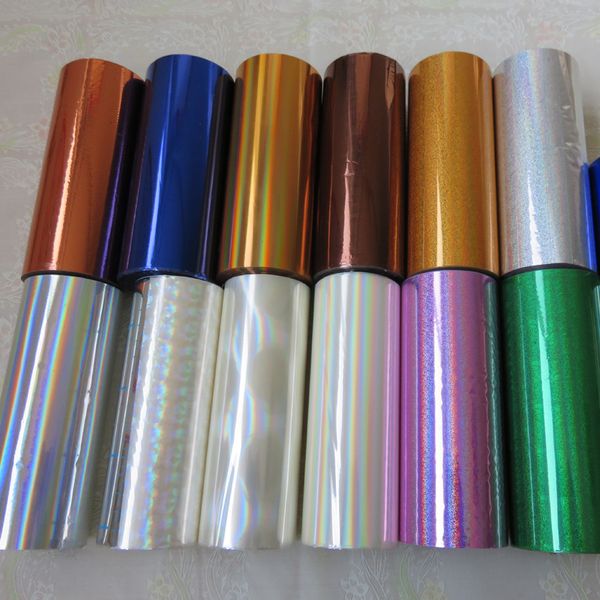 Autres fournitures scolaires de bureau 1 rouleau Feuille d'estampage Rouleau de papier Feuille holographique plastique transparent 16cm x120m bronze argenté doré 19 couleurs disponibles 230705