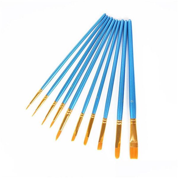 Autres Fournitures Scolaires De Bureau 10Pcs / Pack Pinceaux Ensemble Peinture Art Pinceau Pour Acrylique Huile Aquarelle Artiste Professionnel Kits 2 Dh02C