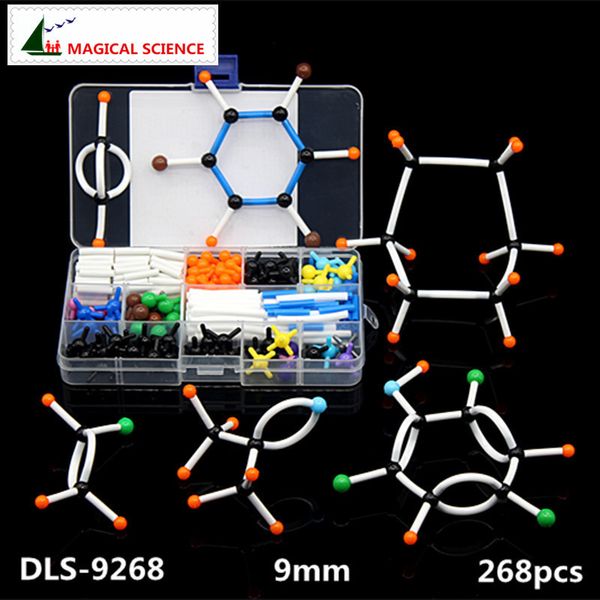 Otros útiles escolares de oficina 268 piezas Conjunto de modelos moleculares DLS9268 Kits de estructura de moléculas de química orgánica para investigación de enseñanza Serie de 9 mm 230627