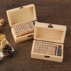 Overige Kantoor Schoolbenodigdheden 36 Stuks Vintage Houten Rubber Alfabet Letter Nummer Stempel Set Met Inkt Pad Multifunctioneel Diy Dagboek Kaarten Stempels Box 230907