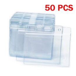 Autres fournitures scolaires de bureau 50 pcs PVC imperméable porte-carte transparente porte-badge d'identification en plastique pour les cartes de crédit de carte d'étudiant d'employé 230907