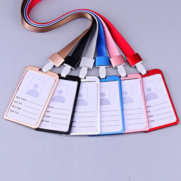 Autres fournitures scolaires de bureau 6 PCS Employé Id Card Holder Case Aluminium Femmes Hommes Nom ID Credit Business Cover Metal Work Badge d'identité 230818