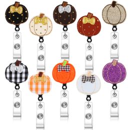 Andere kantoorschoolbenodigdheden L Halloween Thanksgiving Fall Pumpkin Holiday Badge Reels For Nurses Holder Rustic Filt Filt Packing2010 AM2KW