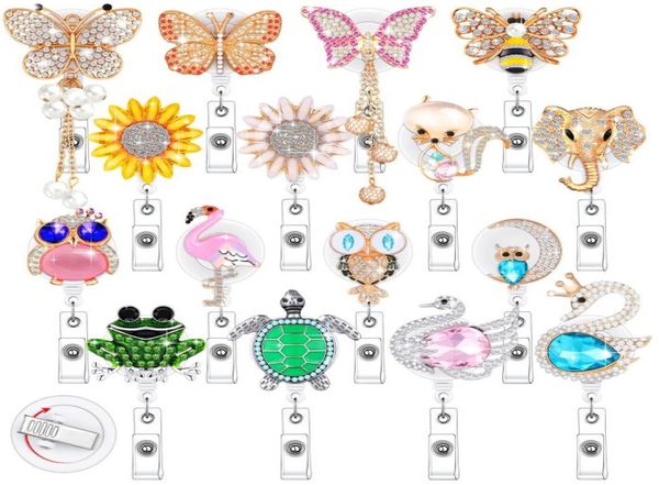 Otros suministros escolares de oficina L Nombre retráctil Tarjeta Titular de la insignia Crystal ID Reel Clip Rhinestone Lindo Enfermería con para mujeres Do S5824582