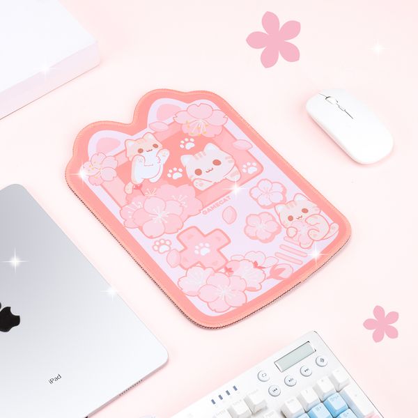 Otros suministros escolares de oficina Laptop Kawaii Mouse Pad Lindo Pastel Pink Sakura Cat Estera de escritorio Accesorios antideslizantes a prueba de agua 230907