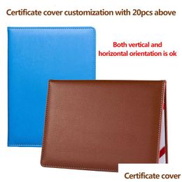 Autres fournitures scolaires de bureau Autres fournitures scolaires de bureau Titulaire de certificat en cuir de luxe A4 A5 Diplôme Er Custom Blank Dhgarden Dhras