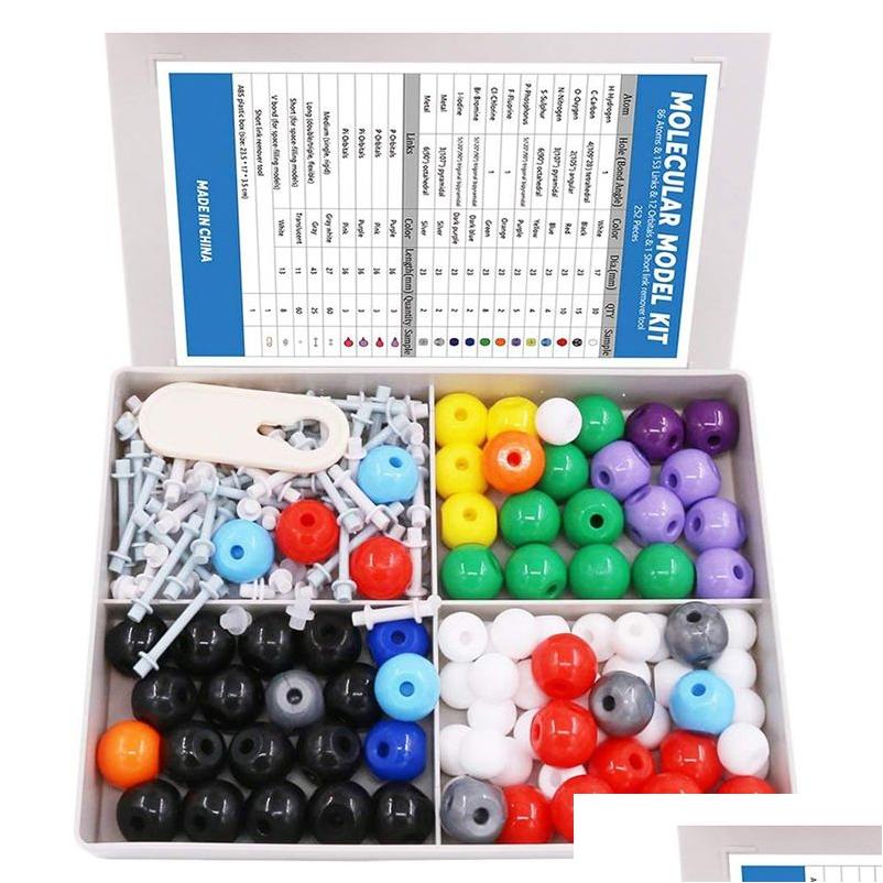 Autres écoles de bureau fournitures en gros de 240pcs Molecar Model Kit Scientific Atom Modèles Color Coded Chimistry Set Of A et Moleces Dhrno