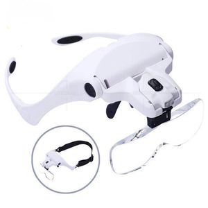 Other Optics Instruments Magnifying Glasses Led Light Lamp Head Loupe Jeweler Headband Magnifier Eye Glasses Optical Glass Tool Repair Reading Magnifier 230809