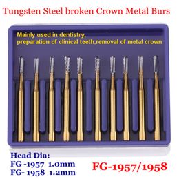 Andere Mondhygiëne 10 stuks High Speed Dental Tungsten Steel carbide Burs Crown Metal Cutting FG 1957 1958 Tandheelkunde Tandarts gereedschap 230704