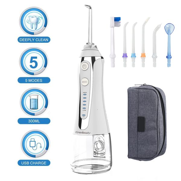 Autre Hygiène Bucco-Dentaire 5 Modes Irrigateur Oral 300ml Eau Portable Flosser Dentaire Dentaire Nettoyant Irrigateur Rechargeable USB avec Sac De Voyage 230317