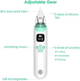 Aspirador nasal transparente para higiene bucal para bebé USB eléctrico respetuoso con la piel para recién nacidos Aspiratore Nasale Elettivo Aspiradores nasales