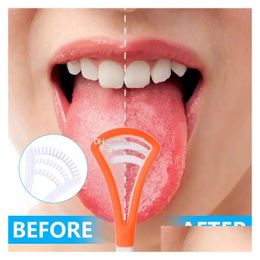 Autre hygiène buccale Colorf Soft Sile Tongue Scraper Cleaner Brosse Nettoyage Facile à utiliser Emballé individuellement Drop Livraison Santé Beauté Otlsc