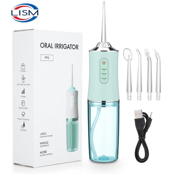 Otro Irrigador de higiene bucal Flosser de agua dental portátil USB Recargable Jet Floss Tooth Pick 4 Tip 220ml 3 Modos IPX7 1400rpm 230627