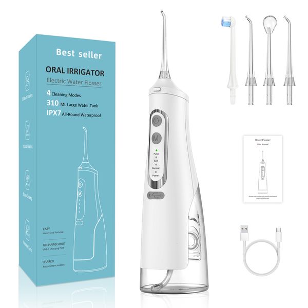 Autre hygiène bucco-dentaire Irrigateur buccal USB Rechargeable Water Flosser Jet d'eau dentaire portable 310ML Réservoir d'eau IPX7 Nettoyeur de dents étanche Voyage 230524