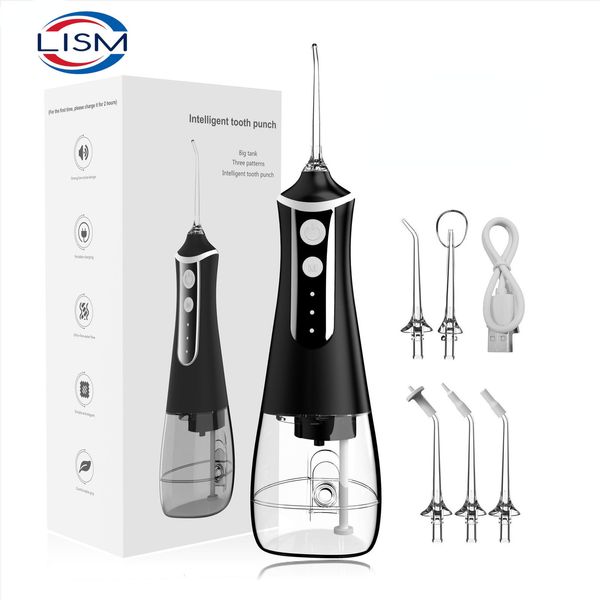 Otra higiene bucal Irrigador portátil Flosser de agua Herramientas de chorro dental Pick Limpieza de dientes 300 ml 5 boquillas Lavadora bucal Floss 230221