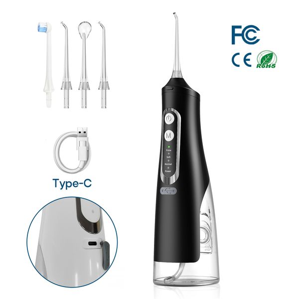 Otra higiene bucal Irrigador bucal portátil 310ML USB Recargable Dientes Flusher Dental Water Pick Flosser Water Jet 4 Boquillas Limpiador de dientes 230425