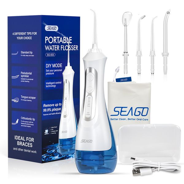 Autre hygiène bucco-dentaire SEAGO Irrigateur dentaire Portable Water Flosser USB Rechargeable 3 Modes Mode DIY IPX7 pour le nettoyage des dents SG833 230824