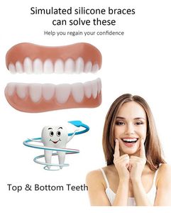 Autres hygiène bucco-dentaire Silicone UpperLower Fausses dents Perfect Rire Placages Dentiers Pâte Outils d'hygiène buccale Fausses dents Sourire instantané Dents Cosmétique 230919