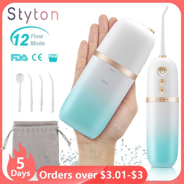 Hygiène bucco-dentaire Styton Water Flosser for Dents Portable IPX7 Waterproof Rechargeable 12 Modes Dental Oral Flossing Irrigator With Travel Bag 230720