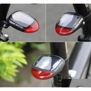 Autre éclairage extérieur vélo lumière solaire alimenté LED queue clignotante arrière pour vélo lampe de cyclisme avertissement de sécurité Bisiklet Aksesuar410249 Dhsrj