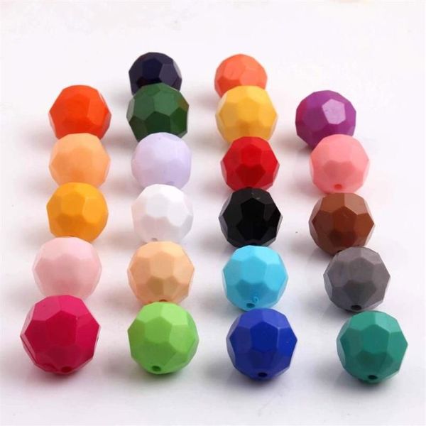 Autres OYKZA coloré 20mm 6mm à 24mm grosses perles à facettes solides en acrylique pour bijoux de mode pour enfants collier de perles Making274I