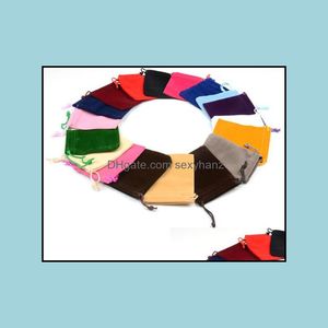 Autres emballages Bijoux Bijoux en gros-Ring Boîte à bijoux Affichage 100pcs Mix Couleur 7x9cm Sac Veet / Sac à bijoux / Pochette Veet, Sac pochette / Sac cadeau Dr