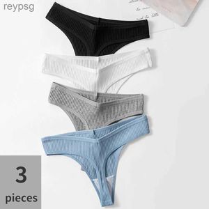 Autres culottes Bzel 3pcs femmes sexy confortable string lingerie rayé taille basse tongs sport sous-vêtements coton sous-vêtements respirants yq240130