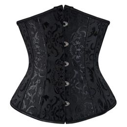 Otras bragas Caudutas Corsé Underbust para mujer Gótico Lencería sexy Top Jacquard Traje floral Halloween Tallas grandes Rojo Blanco Negro Rosa Verde 231204