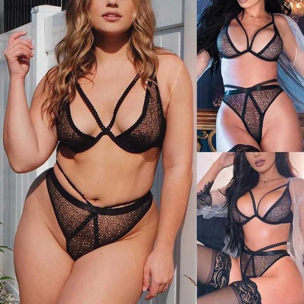 Autres culottes Vente chaude Sous-vêtements féminins Sexylingerie Ensemble pour femmes Plus Taille Sexy Lingerie Creux Soutien-Gorge String 2pc S-3xl YQ240130