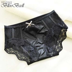 Andere Slipjes Nieuw Glad Dames Satijnen Ondergoed Naadloos Sexy Kant Midden Taille Meisjes Zacht Ijs Zijde Slips Effen Kleur Dames Lingerie YQ240130