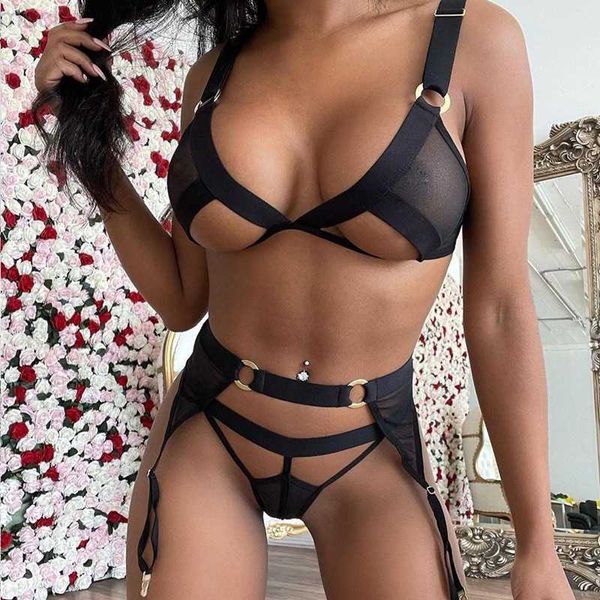 Otras bragas Lencería sexy para mujer Sujetador erótico caliente + Tangas Conjunto de ligas Traje Conjunto de ropa interior exótica Conjunto de encaje sexy transparente Babydoll Sex Shop HKD230706