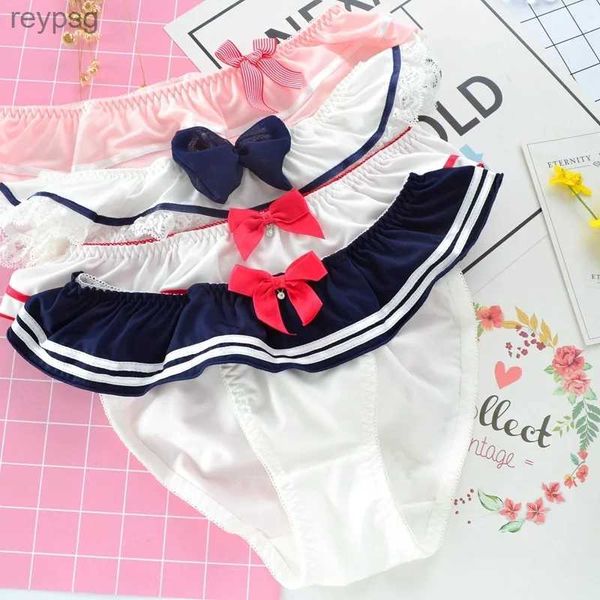 Autres culottes SP City Japon Style Cosplay Dessin animé Femmes Sexy Marine Wavy Dentelle Sous-vêtements Mignon Fille Bow Lait Soie Volants Lingerie JK YQ240130