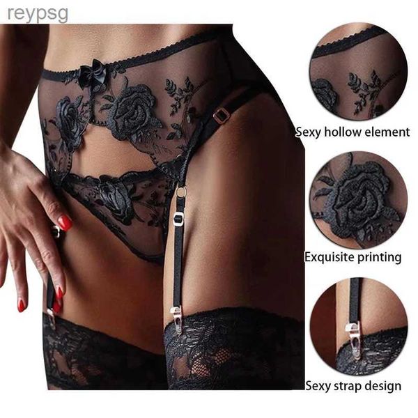 Otras bragas Lencería sexy para mujer Tallas grandes Tirantes de liga de encaje Ropa interior transparente Cinturón de cintura ajustable con doble botonadura para medias YQ240130