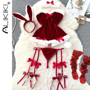 Autre culotte femme somnifère de lingerie sexy robe de Noël érotique transparent en dentelle rouge cosplay costumes dames babydoll pour cadeaux