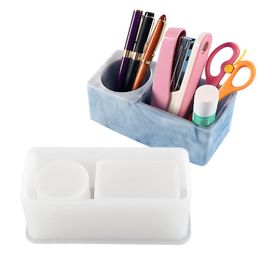 Autre porte-stylo moule en silicone rond carré stylo conteneur organisateur bijoux support de stockage porte-pinceau de maquillage artisanat outils de moulage