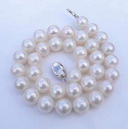 Otros colgantes 13-15 mm suéter de perlas naturales joyería fina círculo cerca del collar de luz brillante genuino collar de perlas de concha redondo