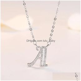 Autres pendentifs Classic 925 Sterling Sier A-Z Letter Pendant Collier Luxury Luxury Simple and Exquis Nom Initial Jewelry Gift Dro DH7US