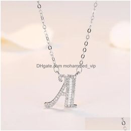 Autres pendentifs Classic 925 Sterling Sier A-Z Letter Pendant Collier Luxury Luxury Simple and Exquis