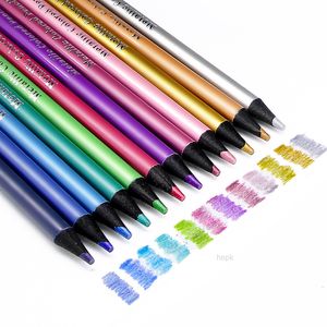 Autres stylos 12 couleurs métalliques crayons de couleur dessin croquis ensemble coloration couleur Brutfuner Profession Art fournitures pour artiste 230503