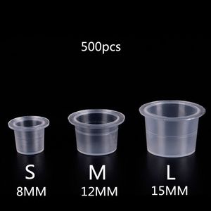 Andere permanente make -upvoorraad 500/1000 PCS Plastic wegwerpmicroblading Tattoo inktbekers S/m/L Pigment Clear Holder Container Cap 230327