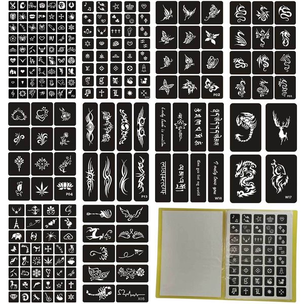 Autre maquillage permanent Supply Henné Tattoo Cartoon pochoir pochoir à air Brusque Airbrush Sticker Kit Adhesive Corps Art Herbruikbare 230802