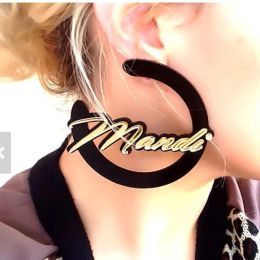 Autre Nom personnalisé Personal Design Moon Style Unique Boucles d'oreilles en acrylique Cadeau parfait pour le meilleur ami Love Jewelry for Girls
