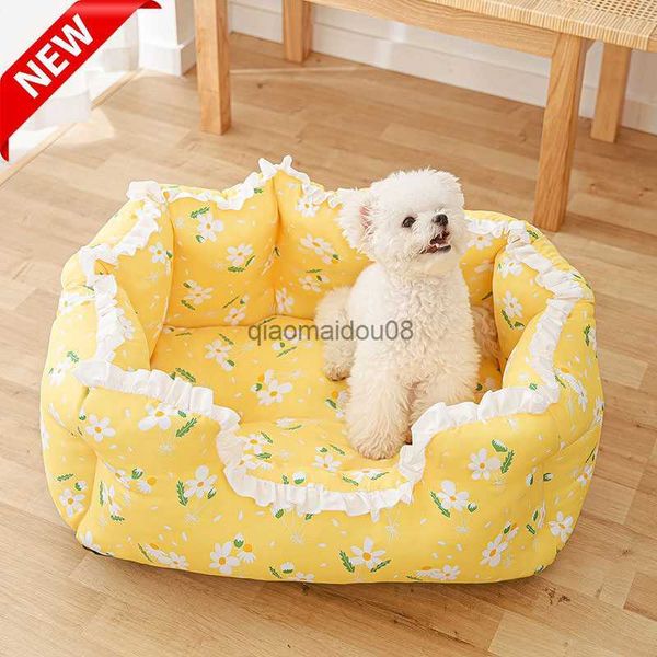 Autres fournitures pour animaux de compagnie 2021 Nouveau mignon fleur imprimement chat chat chienne canapé canapé-cool cozy cool nid lit de chenil pour petit chat moyen chat en peluche en peluche