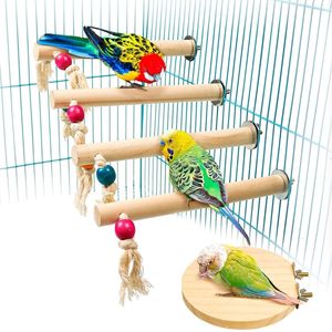 Andere huisdier levert 5 stuks Bird Perch Platform Stand Set natuurlijk hout staande klimbar poot slijpen speelgoed voor papegaaien kooi -accessoires 221122