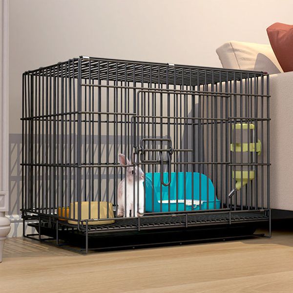 Autres fournitures pour animaux de compagnie 50x38x32cm Cage de lapin en fil métallique pliable Petit habitat Cochons d'Inde Lapin Hamster avec plateau Intérieur Animal House 230925