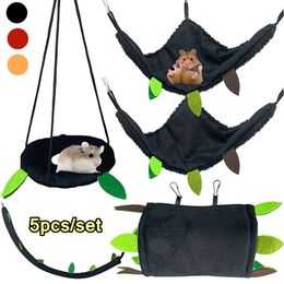 Andere dierbenodigdheden 5 STKS Hamsterhangmat Kleine dieren Schuilplaats Hangend Warm Bed Huis Rattenkooi Nest Schommeltunnel voor Suiker Zweefvliegtuig Eekhoorn Slapen 230920